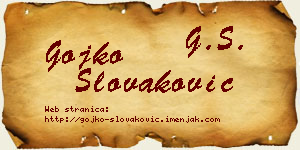 Gojko Slovaković vizit kartica